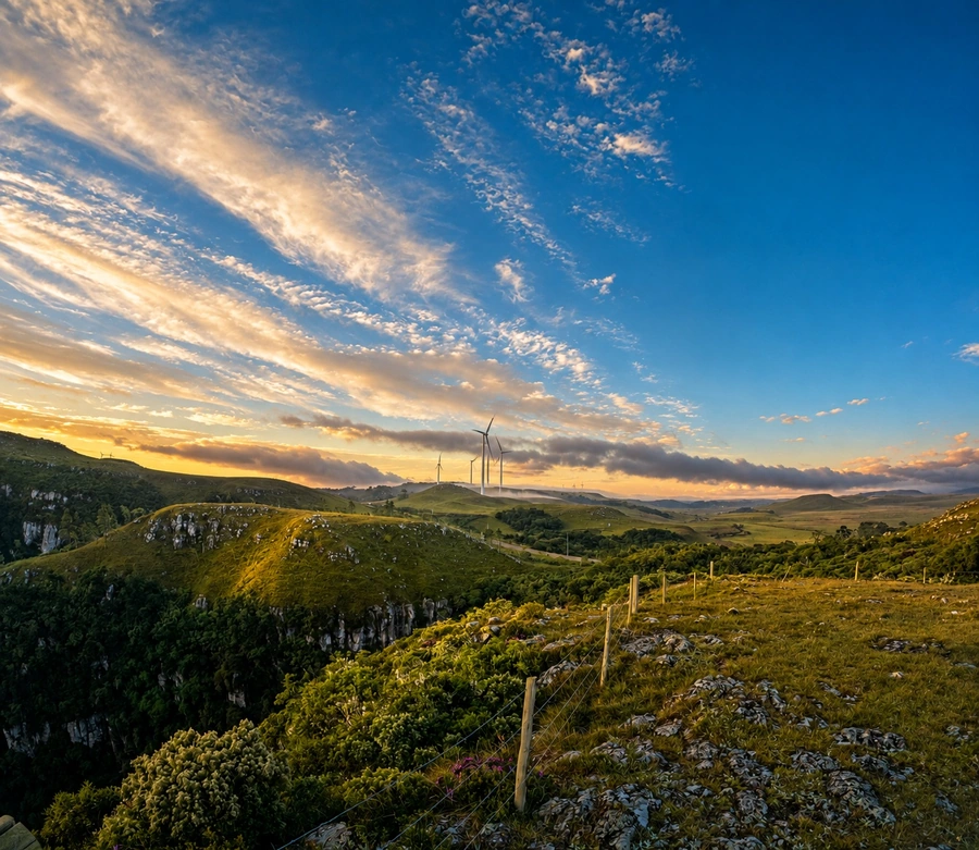 Paisagem de montanha ao entardecer